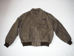 Chaqueta Bomber Hombre Star Wars Episodio 1 Cuero Marrón Nueva Con Etiquetas Talla Grande - Imagen 1 de 15