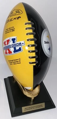 Steelers Hines Ward Signed Super Bowl XL 40 MVP Porcelain Football Danbury Mint - Image 1 of 4