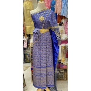 Thai Traditional Wedding Dress Cloth Skirt Top Asia Not include jewer #0001blue - Picture 1 of 1