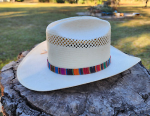 Rockmount Mexican Palm Cowboy Hat Colorful Band Size XL