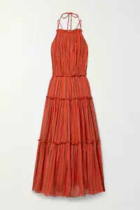 NEW ULLA JOHNSON NWT Giulietta Midi Dress Porto Orange Size 4 #D7110 - Picture 1 of 8