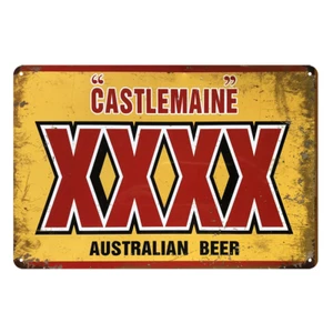 BEER XXXX CASTLEMAINE Australian REWED Rustic Tin Sign Vintage Garage Bar - Picture 1 of 4