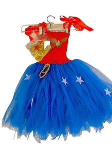 Niño Mujer Maravilla Juegos con disfraces Disfraz de Halloween Vestido Tutú Ajustable con Enganches - Imagen 1 de 8