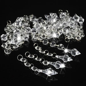 30 Acrylic Crystal Clear Bead Garland Hanging Chandelier Wedding Decor Supplies - Picture 1 of 7