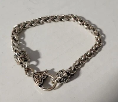 Brighton Silver Thick Chain Bracelet Copper Scrolled Heart, NWOT, w/Heart Tin - Изображение 1 из 4