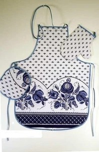 Neu mit Etikett russisches Küchen-Gzhel-Set aus 100 % Leinen 3-teilig aus Russland importiert  - Bild 1 von 1