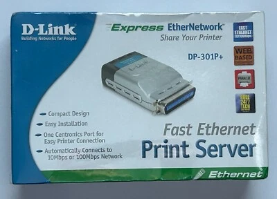 D-link Express Ethernetwork DP-301P+ Fast Ethernet Print Server (Factory Sealed) - Image 1 of 2