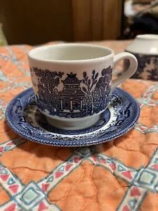 3 Sets Blue Willow Vintage Churchill Cups "3" & Saucers "5.5" Staffordshire Eng. - Picture 1 of 6