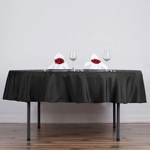 Black ROUND 70" POLYESTER TABLECLOTH Wedding Catering Kitchen Linens Ceremony - Picture 1 of 7