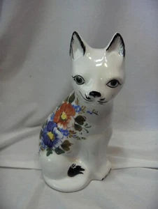 Estatuilla de gato de colección flores pintadas de porcelana números en la base 85/22/1 BONITA - Imagen 1 de 6