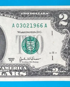 March 2, 1966 / 3 February 1966 : A 03021966 A BIRTHDAY NOTE $2 Two Dollar Bill - Picture 1 of 3