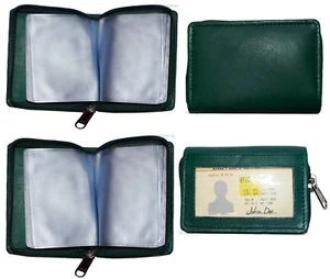 RFID Reißverschluss Leder Visitenkarte Ausweis Kreditkarte Bild Etui 30 Kartenfächer. - Bild 1 von 12