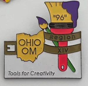 Vintage Odyssey of the Mind Ohio Lapel pin 1996 Paint OM OotM - Picture 1 of 3