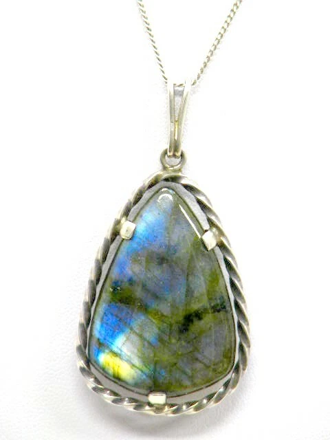 Anhänger Silber 925 mit große Labradorit 70er Jahre - Bild 1 von 2