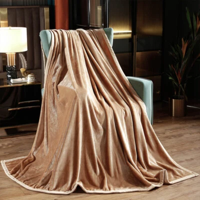 Velvet Flannel Blanket Soft Warm Bed Cover Queen King Size 500g/meter sheet New - Image 1 of 4