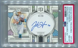 2023 National Treasures Justin Herbert Autograph Personalized Auto #/99 PSA 8 - Picture 1 of 2