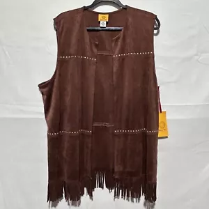 Ruby Rd Studded Long Faux Suede Boho Festival Fringe Vest Women’s Size XL NWT - Picture 1 of 4
