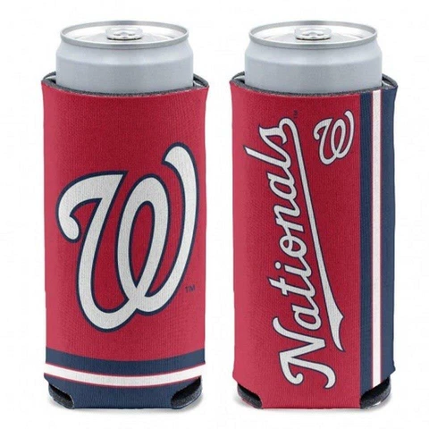 Washington Nationals 12oz Slim Can Cooler [NEW] Beer Seltzer Coozie Claw Holder Cover