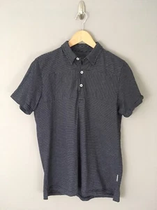 Peter Werth Navy Blue Stripe Short Sleeve Billy Slim Polo Shirt Men's Sz Small S - Picture 1 of 9