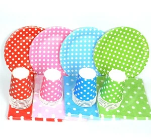 Polka Dot Paper Disposable Cup, Plate & Napkin Birthday Events Party Decoration  - Picture 1 of 4