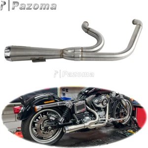 2-into-1 Exhaust Muffler For Dyna Street Bob FXDB Low Rider FXDL Super Glide FXD - Picture 1 of 9