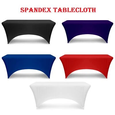 1/2/5pcs Spandex Stretch Table Cloth 6ft Table Cover Wedding Event Table Cloths - Image 1 of 4
