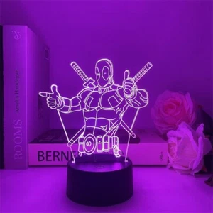 3D Deadpool Table Lamp Acrylic Night Light 7 Color Discoloration Decor Lamp - Picture 1 of 9