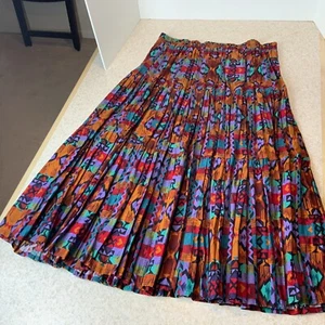 VTG Pioneer Wear Southwestern Native American Pattern Maxi Pleated Skirt OS USA - Picture 1 of 12