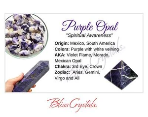 LILA OPAL Kristall Informationskarte, doppelseitig #HC158 - Bild 1 von 2