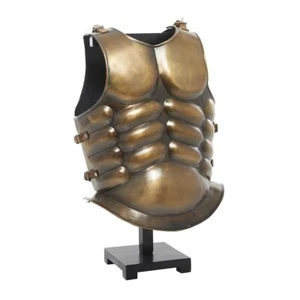 Bronze Metal Medieval Armour with Black Wood Stand Antique Muscle Armor Medieval - Picture 1 of 5