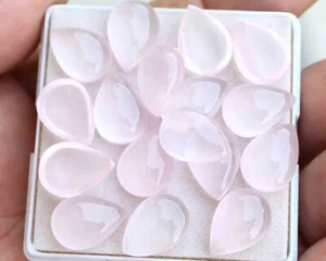 Natural Rose Quartz Pear shape Cabochon Loose Gemstone Lot 10*14 MM 79.60 CT - Picture 1 of 3