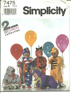 S 7475 sewing PATTERN sew BUMBLE BEE DINOSAUR DOG CLOWN PUMPKIN Adorable COSTUME - Picture 1 of 1