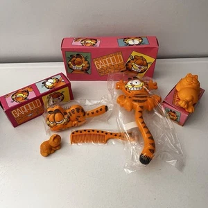 Vintage Garfield Syndicate Bad Set Bürste & Kamm Seife Neu Offener Karton - Bild 1 von 9