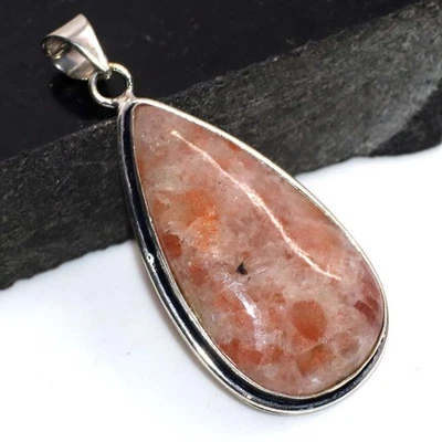 Colgante Hecho a Mano Piedra Solar 925 Chapado en Plata 2" Día de la Independencia Venta GW Foto 1 de 3