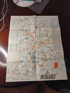Vintage See Indiana Places To Visit And See Map - Picture 1 of 16