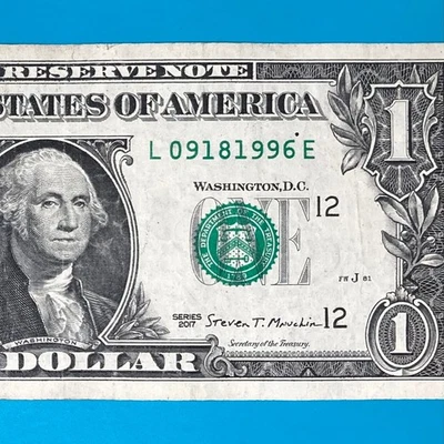 September 18, 1996 (L 09181996 E) BIRTHDAY Note $1 One Dollar Bill - Image 1 of 4