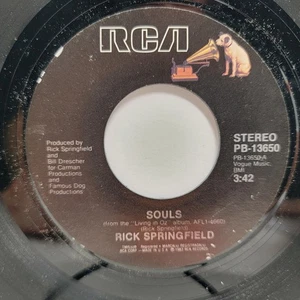 Rick Springfield Souls 7" 45rpm M- Vinyl 80's Record 45 - Picture 1 of 2