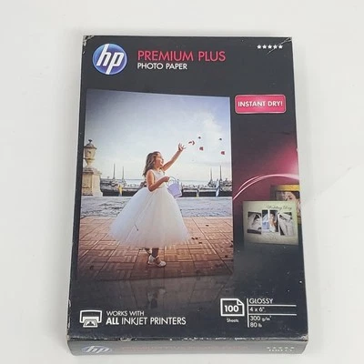 NEW HP Premium Plus Photo Paper, Glossy, 4x6, 100 count Instant Dry CR668A - Image 1 of 4