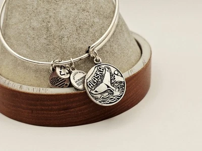 Alex & Ani Alaska Whale Tail Silver Charm Bangle Bracelet  Silver ✨️🎁 - Image 1 of 4