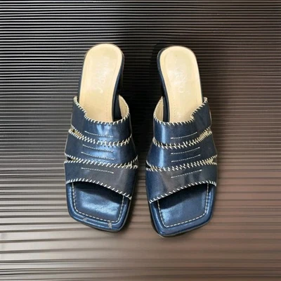 Franco Sarto Shoes Women's Size 7 Blue Slides Mule Heels Sandals  - Image 1 of 4