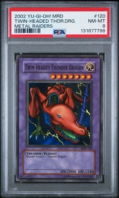 2002 Yu-Gi-Oh! Twin-Headed Thunder Drag Metal Raiders MRD Unlim Super Rare PSA 8 - Image 1 of 2