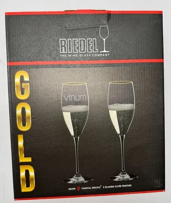 Riedel Gold Rim Vinum Cuvee Prestige, Set of 2 - Image 1 of 4