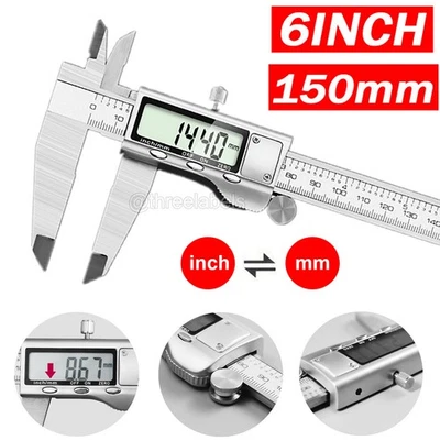 6" 150mm Digital Caliper Micrometer LCD Gauge Vernier Electronic Measuring Tool - Image 1 of 4