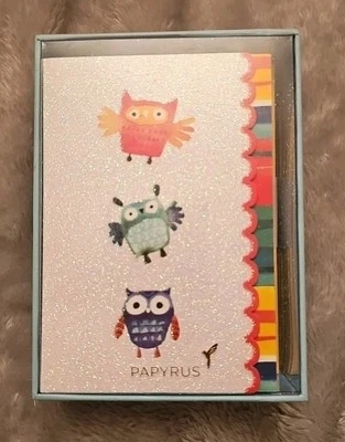 Papyrus OWL Blank Glitter Note Cards-14 With Envelopes & Seals All Occasion - Image 1 of 4