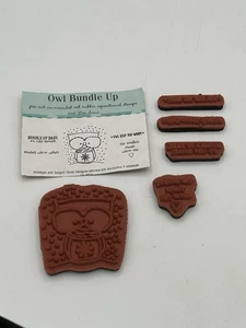 Unmounted Repositionable Red Rubber Stamps by Unity Stamp Co "Owl Bundle Up" - Picture 1 of 2