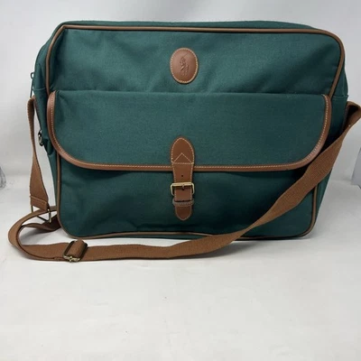 Polo Ralph Lauren Green Canvas Tote Bag Laptop Crossbody Messenger Travel NEW - Image 1 of 4
