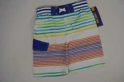 Pantalones cortos de natación Cherokee a rayas para niños talla XS 4-5 cintura elástica/con cordón Foto 1 de 4