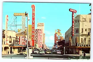 Las Vegas Nevada Casino Center Overland Hotel Fremont Street 1950s Postcard C743 - Picture 1 of 2