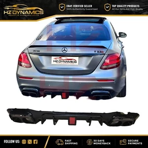 PER MERCEDES CLASSE E 4DR AMG W213 E63 NERO LUCIDO DIFFUSORE PARAURTI POSTERIORE F1 LED - Foto 1 di 16