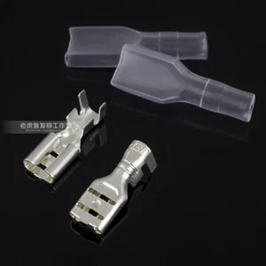 6.3/4.8mm connection terminal plug spring plated silver 10 pcs sheath - Picture 1 of 5